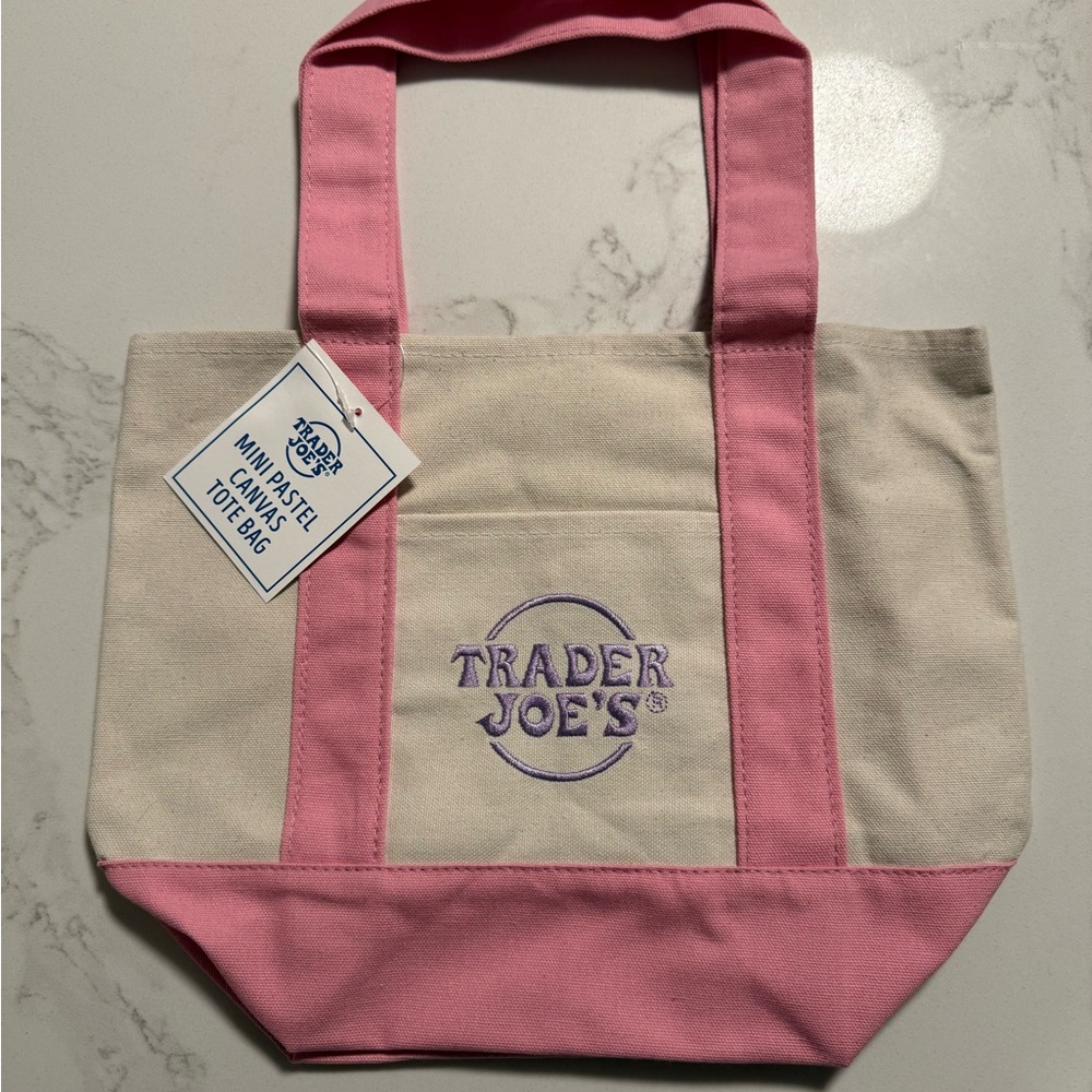 Trader Joe's Mini Pastel Pink Tote Bag